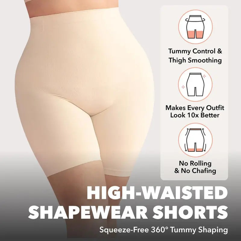 Shapermint High-Waisted Seamless Shapewear Shorts — Anti-Roll Waistband, Breathable Medium Compression