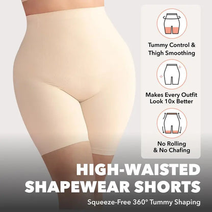 Shapermint High-Waisted Seamless Shapewear Shorts — Anti-Roll Waistband, Breathable Medium Compression