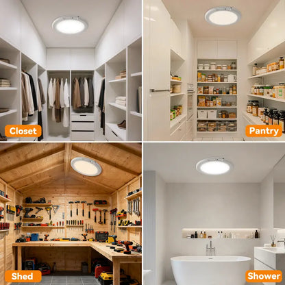 Rechargeable Ceiling Light 2-Pack | 3 Color Modes Motion Sensor | Remote Magnetic