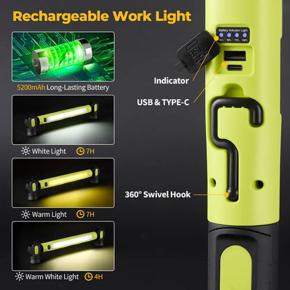 Hood Work Light Bar  3000LM LED Magnetic 5200mAh Rechargeable