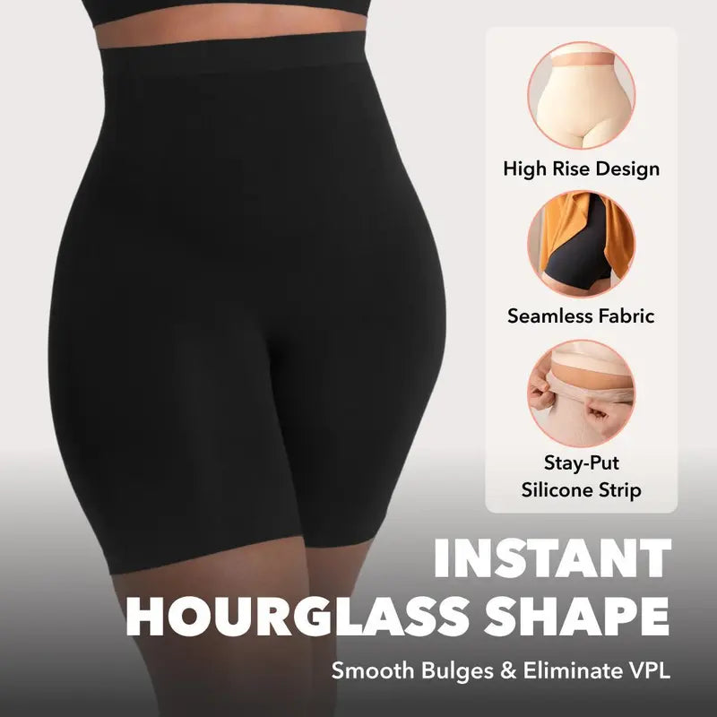 Shapermint High-Waisted Seamless Shapewear Shorts — Anti-Roll Waistband, Breathable Medium Compression