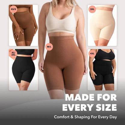Shapermint High-Waisted Seamless Shapewear Shorts — Anti-Roll Waistband, Breathable Medium Compression