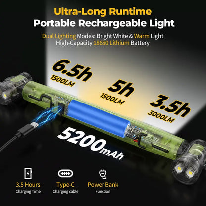 Hood Work Light Bar  3000LM LED Magnetic 5200mAh Rechargeable