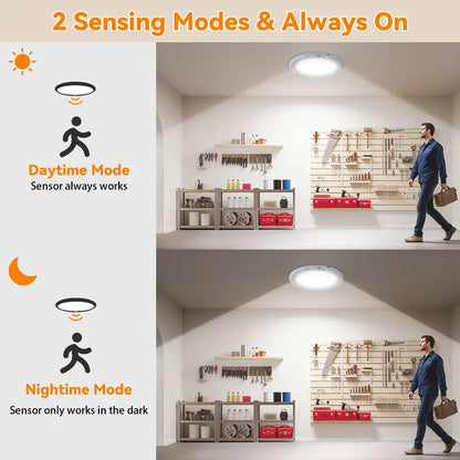 Rechargeable Ceiling Light 2-Pack | 3 Color Modes Motion Sensor | Remote Magnetic